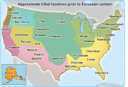 An American Indian tribal map, before European contact