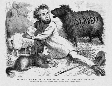 Lincoln and slavery, a political cartoon