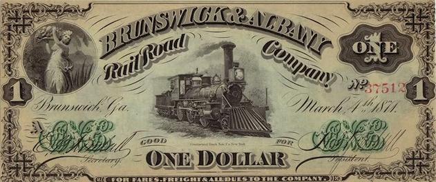 A Brunswick and Albany Railroad bond note