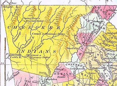 Cherokee land remaining in Georgia (c. 1820).