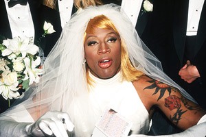 Dennis Rodman in a wedding dress Dennis Rodman in a wedding dress