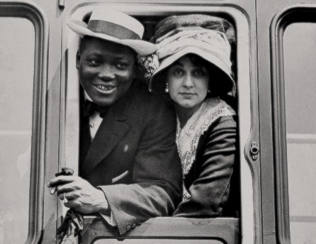 Jack Johnson and Etta Duryea on a train - c.1910 Jack Johnson and Etta Duryea on a train - c.1910