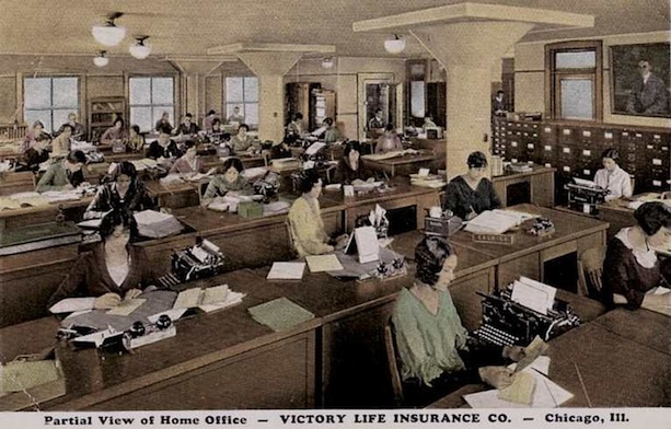 Women working in insurance office, 1920s Women working in an insurance office, 1920s