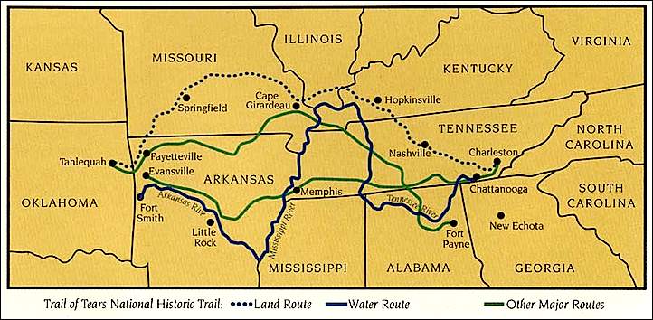 Map of the Cherokee Trail of Tears Map of the Cherokee Trail of Tears