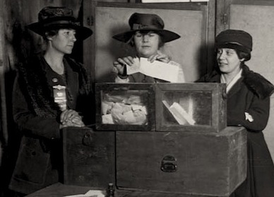Women cast ballots for one of the first times in the 1920s