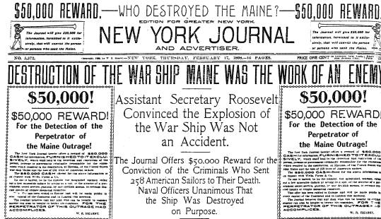 New York Journal headline after the U.S.S. Maine explosion.